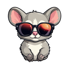 Little cute sugar glider wearing sunglasses.