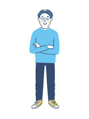 笑顔の若い男性　全身