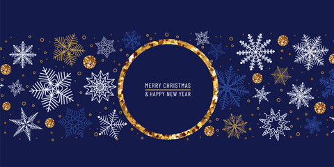 Fototapeta na wymiar Merry Christmas, Happy New Year vector illustration. Winter dark blue