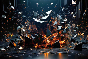 Large Explosion of Shattered Glass in a Dark Room