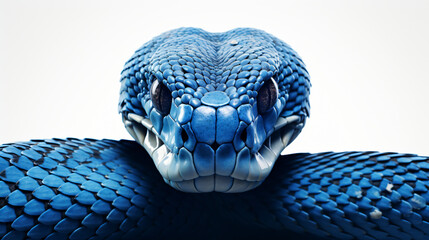 Blue venom snake on white background - obrazy, fototapety, plakaty