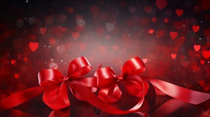 Red ribbons on a shiny background