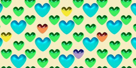 Love 3d heart set, color hearts. Happy Valentines Day - Love you label, 3d love banner. Pattern with heart.