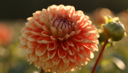 Vibrant multi colored dahlia blossom, a beauty in nature garden generated by AI