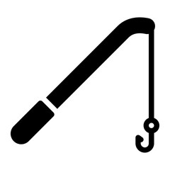 fishing rod glyph icon