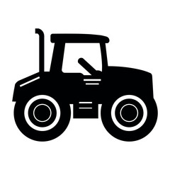 Tractor black illustration on white backround