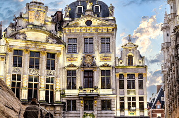 Historic building on the Grand Place in Brussels, at Christmas time