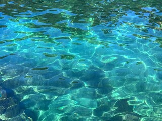 Blue turquoise sea water clear surface.