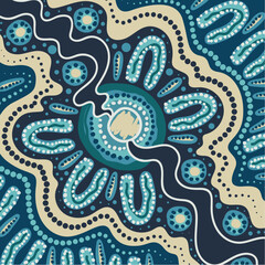 Obraz premium Artwork illustration with aboriginal dot art influence