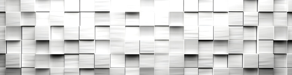 3D pattern of white cubes with varying heights, creating a geometric landscape of light and shadows on a flat surface