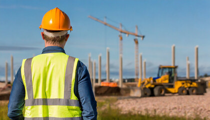 Back view of a construction worker
