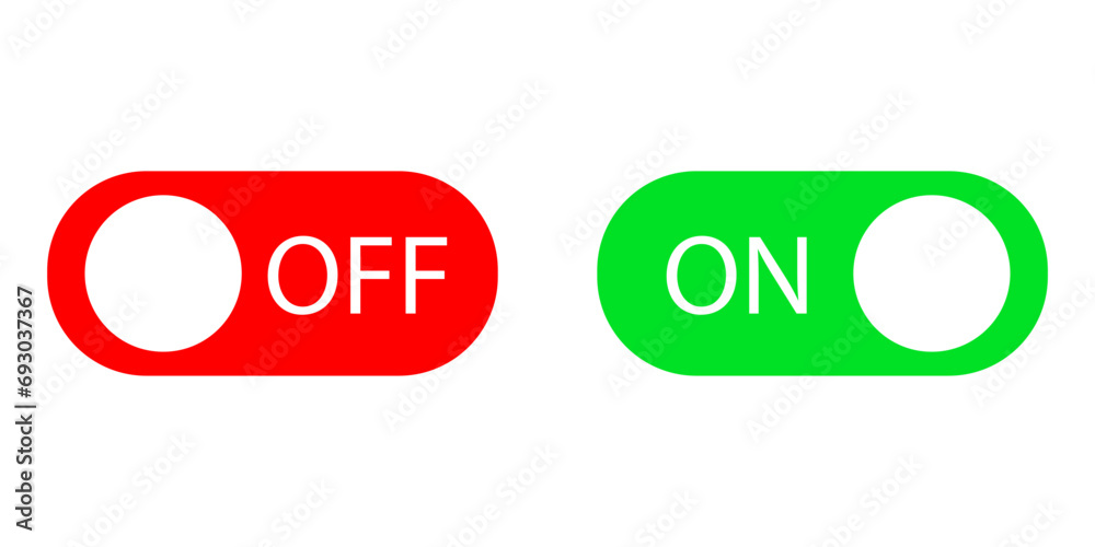 Poster on and off buttons. vector green and red buttons on isolated background for your design. vector eps 