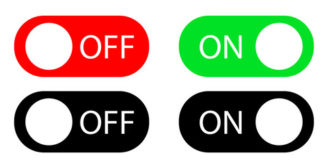 A set of buttons to turn on and off. Vector green, red and color buttons on isolated background for your design. Vector EPS 10