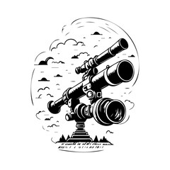 Soar telescope Icon hand draw black colour space logo symbol perfect. - obrazy, fototapety, plakaty