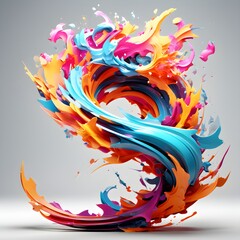 Dynamic vivid color splashing logo design. Detailed universe artwork. Generative AI.