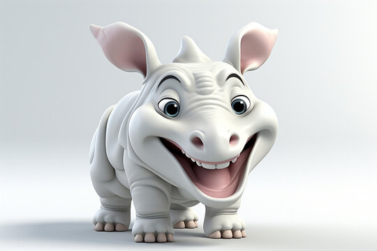 3d cartoon little rhinoceros