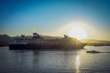 Luxury cruiseship cruise ship liner Summit arrival sail into port of Vancouver, BC Canada from...