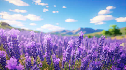 lavender field during summer day - obrazy, fototapety, plakaty