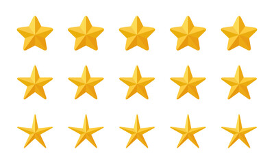 Five 3d star review icon in rounded style. Customer satisfaction feedback vector