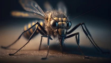 Foto op Plexiglas mosquito on human skin at sunset Tiger mosquito Aedes albopictus © Michel 