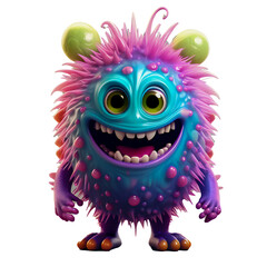 Fototapeta premium purplr cute-germ-monster-character-scary-but-charming