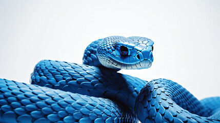 Blue venom snake on white background