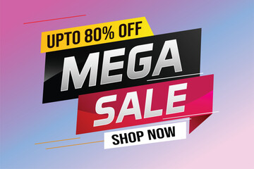 mega sale word concept vector illustration with lines and 3d style, landing page, template, ui, web, mobile app, poster, banner, flyer, background, gift card, coupon, label, wallpaper	
