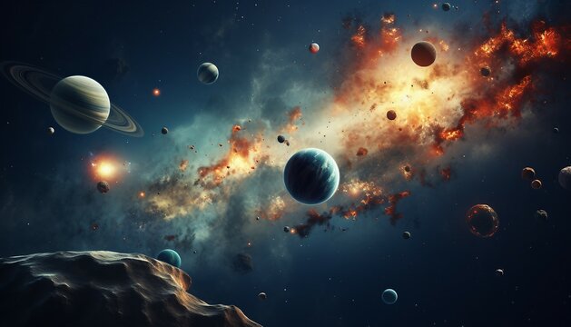 High resolution images presents creating planets of the solar system, ai art illustrations