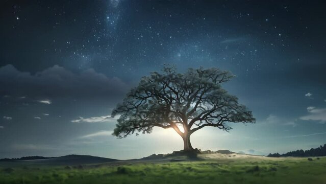 tree landscape against a night sky