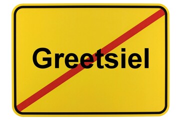 Illustration eines Ortsschildes von Greetsiel in Niedersachsen