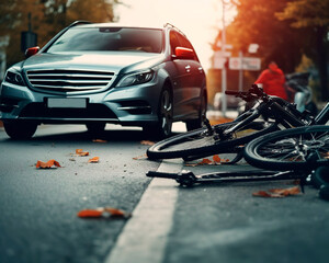 accident involving a car and a bicycle, road safety, compliance with traffic rules