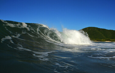a beautiful wave on a beach in the caribbean sea
