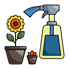 Liquid Fertilizers for flowers and indoor plants concept, water soluble fertiliser vector icon design, Shrubs and Trees symbol, Plants and Flowers sign Landscaping and Garden Tools stock