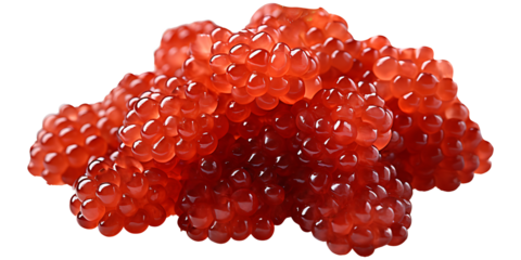 Fresh salmon red caviar on a transparent png