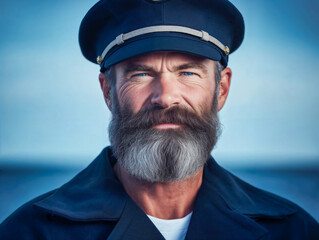 Stoic Sea Captain Portrait, Nautical Authority and Experienced Mariner