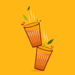 Indian hot drink vector. Indian chai icon. Chai is Indian drink. Kerala tea shop illustration vector eps. Indian Kerala roadside. Kerala tea shop line drawing. Kerala Old.