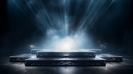 A stage with lights and a stage set - obrazy, fototapety, plakaty