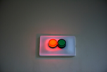 CT scan indicator light on. Hospital.