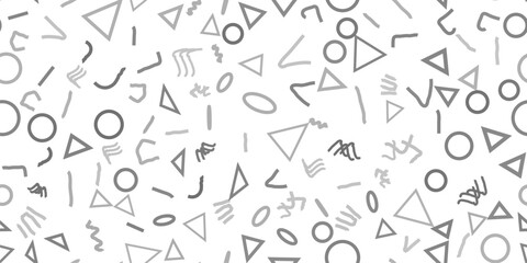 Line Art Hipster Texture. Party Geometric Style. Line Seamless Sketch. Round Monochrome Wallpaper Cover. Pop Memphis Texture. Simple Form Triangle. Baby Seamless Design. Simple Set Geometry Background
