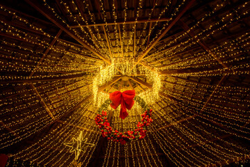Traditional Christmas decorations with lots of lights in the interior of Paraiba on January 1, 2023.