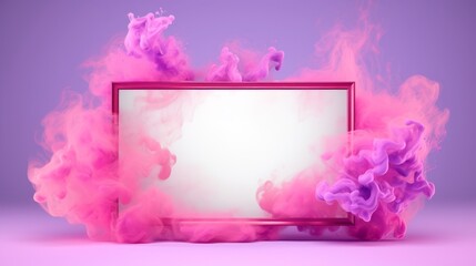 A pink and purple background with a square frame