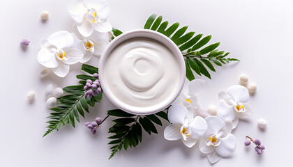 Fototapeta na wymiar Freshness and beauty treatment in nature organic cream generated by AI