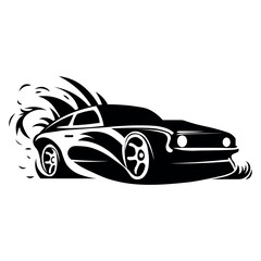 Racing muscle car illustration on white background