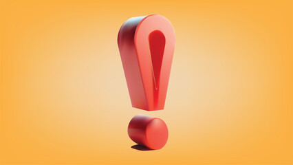 3d render of red exclamation mark icon, vector illustration - obrazy, fototapety, plakaty