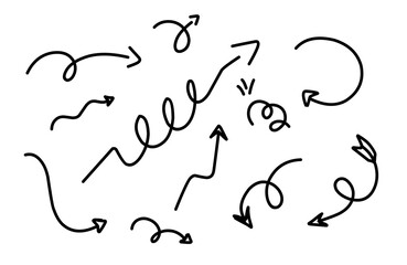 Elegant arrows set for business plan, presentation and education. Sign, Symbol, Hand drawn arrow collection