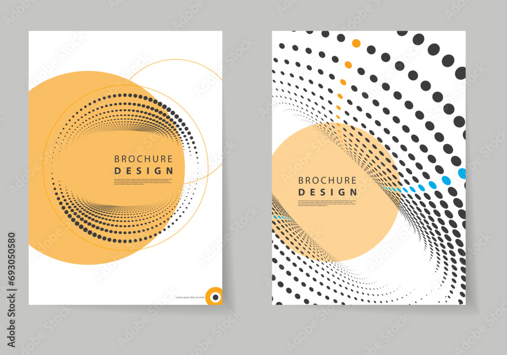 Aufkleber abstract dotted vector background. halftone effect shape backdrop. set of cover brochure
