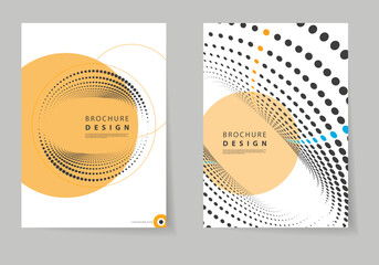 Abstract dotted vector background. Halftone effect shape backdrop. Set of cover brochure