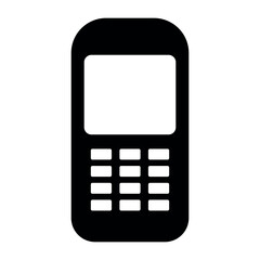 Old button phone black icon on white background