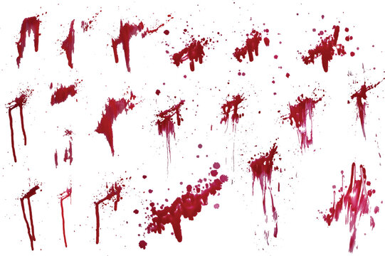 Red blood splatter isolated set background. red paint splashes. Red splatter stain background collection