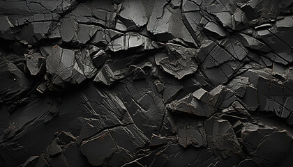 Abstract black background, rough textured coal stone construction industry generated by AI - obrazy, fototapety, plakaty